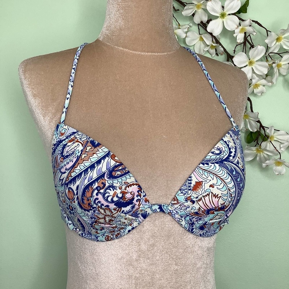 Victoria’s Secret The Fabulous Racer Back Push Up Underwire Bikini Top Tassels